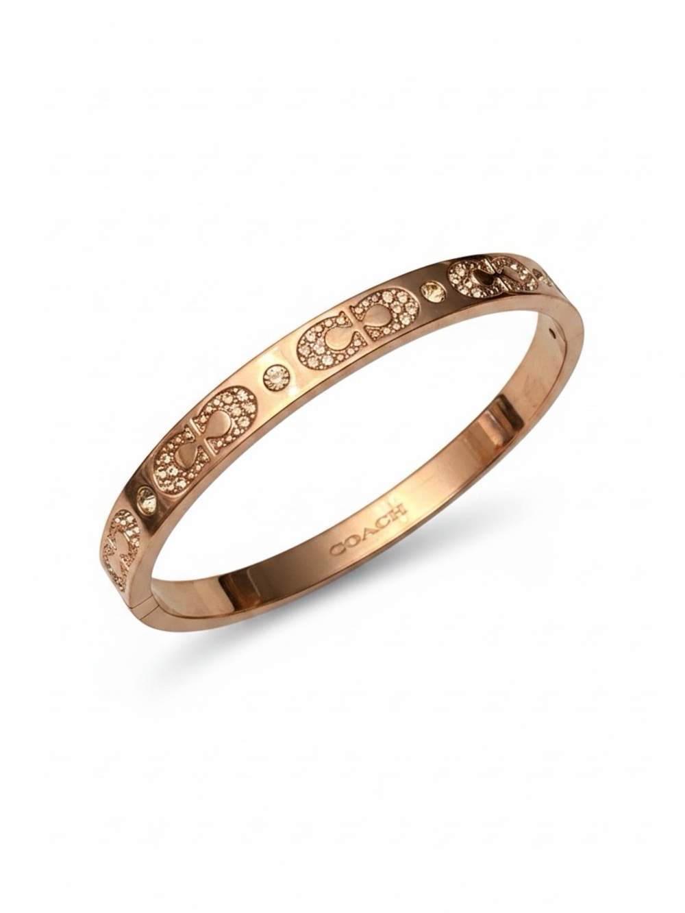 Coach Rose Gold Pavé Signature Logo Bangle Bracelet
